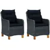 Image de vidaXL Lot de 2 chaises de jardin avec coussins résine tressée