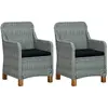 Image de vidaXL Chaises de jardin avec coussins lot de 2 - Résine tressée
