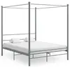 Image de vidaXL Cadre de lit à baldaquin sans matelas gris métal 160x200 cm
