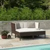 Image de VidaXL Salon de jardin 4 pcs - Coussins Résine tressée Marron