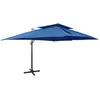 Image de vidaXL Parasol de jardin porte-à-faux avec double toit bleu azuré