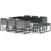 Image de vidaXL Ensemble à manger 11 pcs Résine tressée - Gris