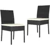 Image de vidaXL Chaises de jardin résine tressée noir - Lot de 2 avec coussins