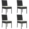 Image de vidaXL Chaises de jardin - Lot de 4 - Résine tressée - Noir