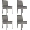 Image de vidaXL Chaises de jardin - Lot de 4 - Résine tressée grise