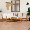 Image de vidaXL Salon de jardin 5 pcs avec coussin - Crème bois d'acacia solide
