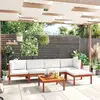 Image de vidaXL Salon de jardin 6 pcs avec coussins Crème Bois d'acacia