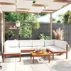 Image de vidaXL Salon de jardin 7 pcs - Coussins Crème Bois d'acacia