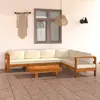 Image de vidaXL Salon de jardin 7 pcs avec coussins - Blanc crème