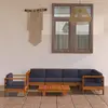 Image de vidaXL Salon de jardin 7 pcs avec coussins gris foncé Bois d'acacia