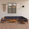 Image de vidaXL Salon de jardin 10 pièces avec coussins - Gris foncé