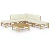 Image de vidaXL Salon de jardin 6 pcs Bambou Crème