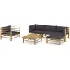 Image de vidaXL Salon de jardin 6 pcs bambou avec coussins - Gris foncé