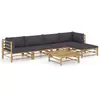 Image de vidaXL Salon de jardin 6 pcs - Bambou et coussins gris foncé