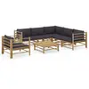 Image de vidaXL Salon de jardin 7 pcs avec coussins - Gris foncé bambou