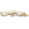 Image de vidaXL Salon de jardin 12 pcs blanc crème bambou
