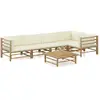 Image de vidaXL Salon de jardin 6 pcs Bambou Blanc crème