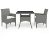 Image de Ensemble à Manger vidaXL Résine Tressée - 3 pcs Gris
