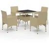 Image de vidaXL Ensemble à manger de jardin 5 pcs - Résine tressée beige
