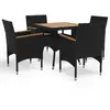 Image de vidaXL Ensemble à manger de jardin 5 pcs - Noir résine tressée et acacia