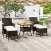 Image de vidaXL Ensemble à manger de jardin 5 pcs - Résine tressée Noir