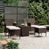 Image de vidaXL Ensemble de bistro de jardin 5 pcs - Poly rotin et verre trempé