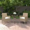 Image de vidaXL Ensemble à manger 3 pcs Résine tressée Beige