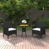 Image de vidaXL Ensemble Repas Jardin 3 pcs - Noir Résine Tressée