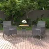 Image de vidaXL Ensemble à manger 3 pcs - Résine tressée grise