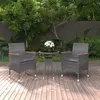 Image de VIDAXL Ensemble à manger 3 pcs - Résine tressée Gris
