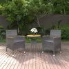 Image de vidaXL Ensemble à manger 3 pcs - Résine tressée Grise