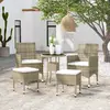 Image de vidaXL Salon de jardin 5 pcs - Résine tressée - Beige