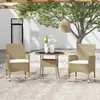 Image de VidaXL Ensemble à déjeuner jardin 3 pcs - Résine tressée - Beige