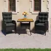 Image de vidaXL Ensemble à dîner de jardin 3 pcs Résine tressée noir