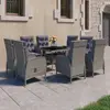 Image de vidaXL Ensemble à dîner de jardin 9 pcs - Résine tressée et verre Gris