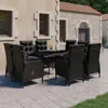 Image de VidaXL Ensemble à Manger de jardin 9 pcs - Résine tressée et verre Noir