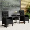 Image de vidaXL Ensemble bistro de jardin 3 pièces - Noir