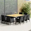 Image de vidaXL Ensemble à Manger 11 Pièces - Résine tressée Gris