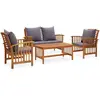 Image de vidaXL Salon de jardin 4 pcs bois d'acacia solide