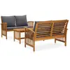 Image de vidaXL Salon de jardin 3 pcs Bois d'acacia massif - Gris foncé