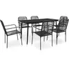 Image de VIDAXL Ensemble à manger de jardin 7 pcs - Corde en coton Noir