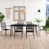 Image de vidaXL Ensemble à manger de jardin - Corde en coton et acier noir