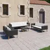 Image de vidaXL Salon de jardin 5 pcs avec coussins Noir Résine tressée