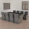 Image de vidaXL Ensemble à manger d'extérieur 9 pcs avec coussins - Résine tressée Gris