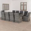 Image de Salon de jardin vidaXL 11 pcs - Résine tressée Gris
