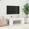 Image de vidaXL Meuble TV LED Blanc brillant