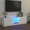 Image de vidaXL Meuble TV LED - Blanc brillant