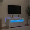 Image de vidaXL Meuble TV avec lumières LED - Blanc Brillant