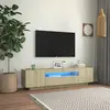 Image de vidaXL Meuble TV LED Chêne sonoma - 160 cm