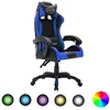 Image de vidaXL Fauteuil de jeux vidéo avec LED - Bleu Noir